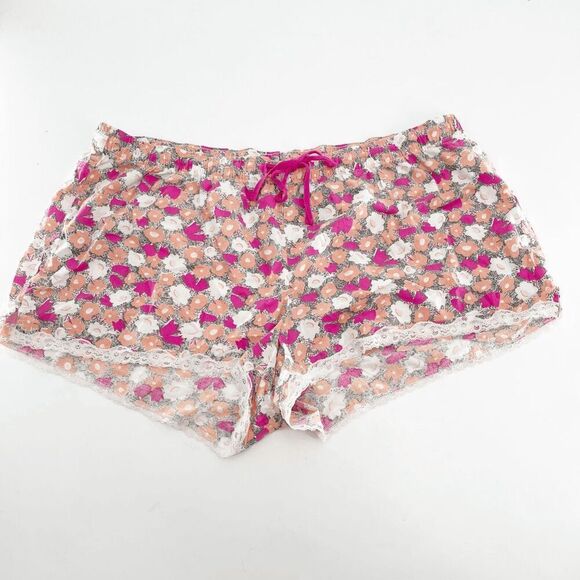 Old Navy Floral Drawstring Shorts Womens Size XXL Multicolor Lace Hem Indoor - Picture 1 of 4